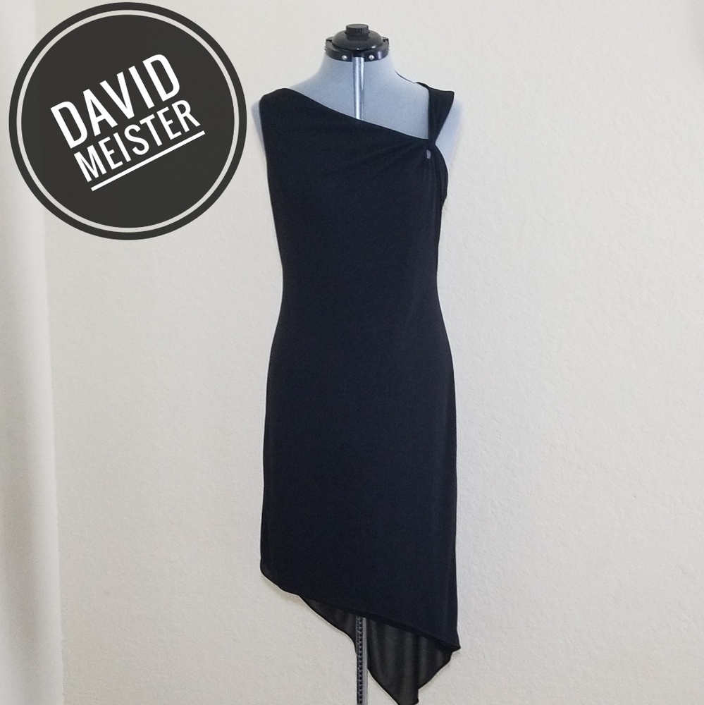 Black asymmetrical David Meister dress - Size 12